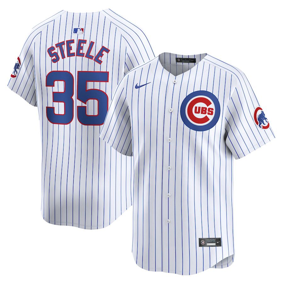 Men Chicago Cubs 35 Justin Steele Nike White Home Limited Player MLB Jersey